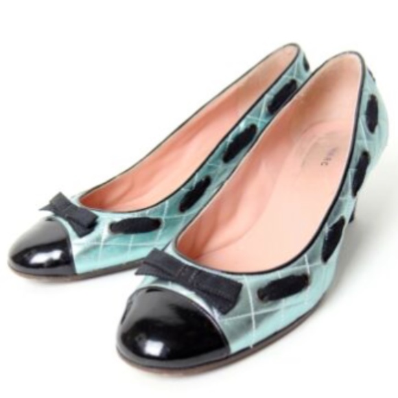 MARC JACOBS Shoes Quilted Iridescent Leather Seafoam Blue Italy 38 - Picture 1 of 12